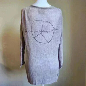 Zadig & Voltaire 100% Linen Longsleeve V Neck Shirt | Pale Pink Designer Top